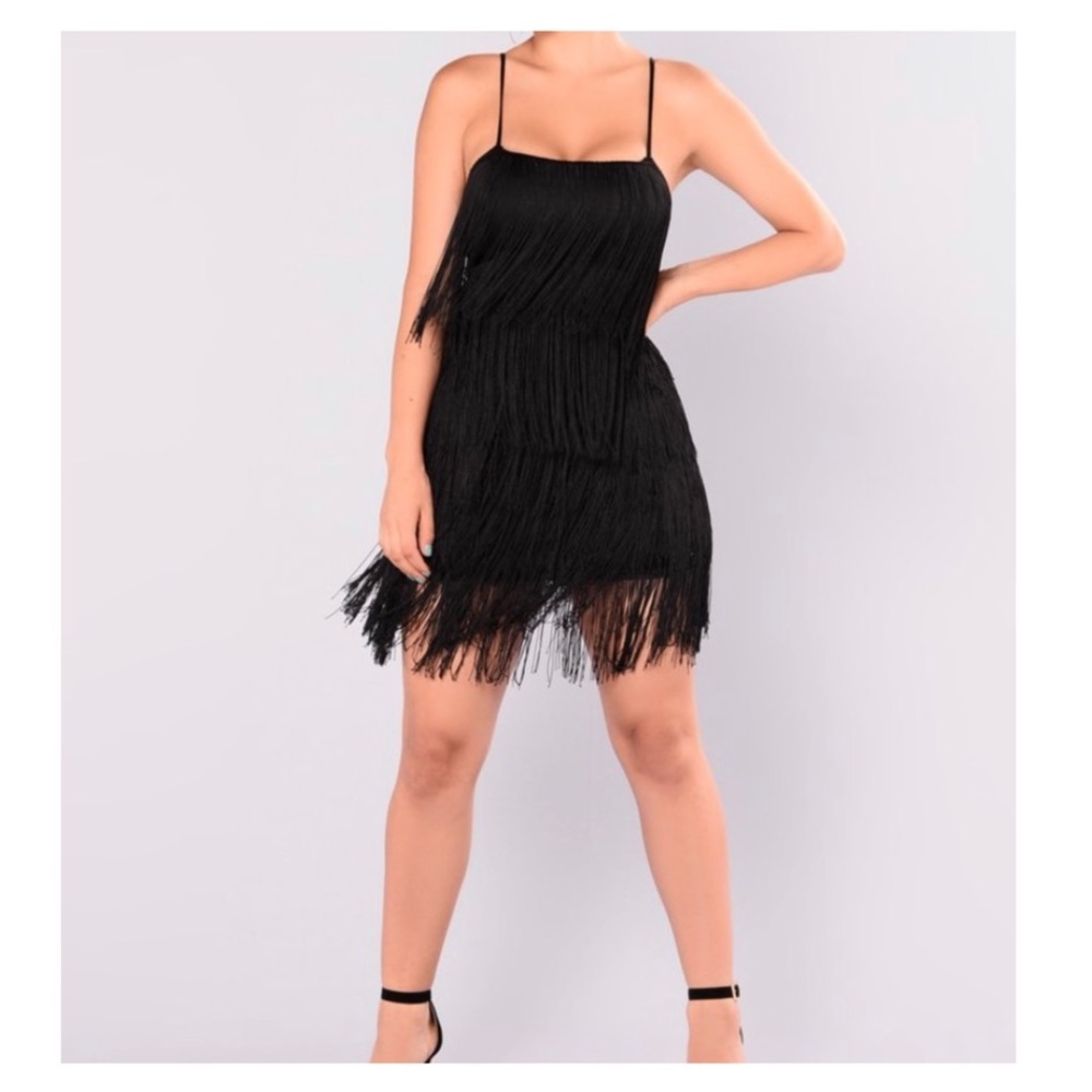 BRAND NEW black fringe dress